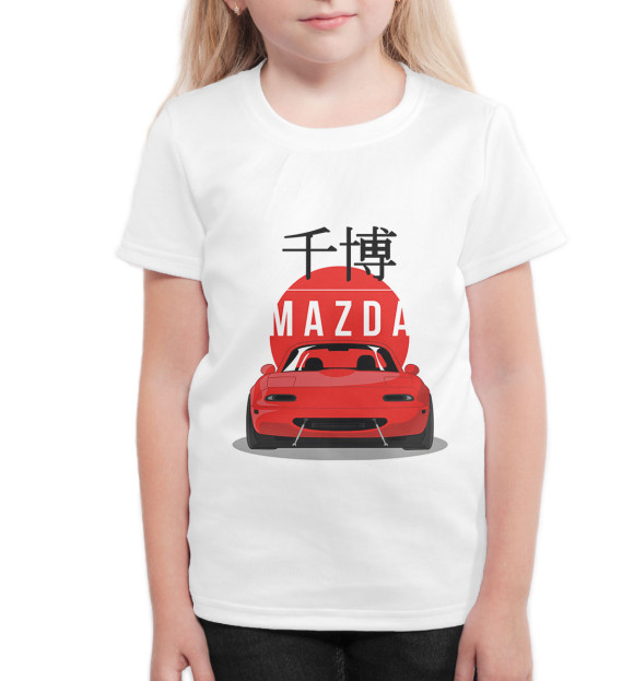 Футболка для девочек с изображением Mazda цвета Белый
