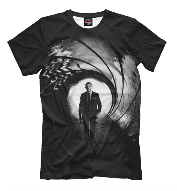 Мужская футболка с изображением Джеймс Бонд цвета Черный