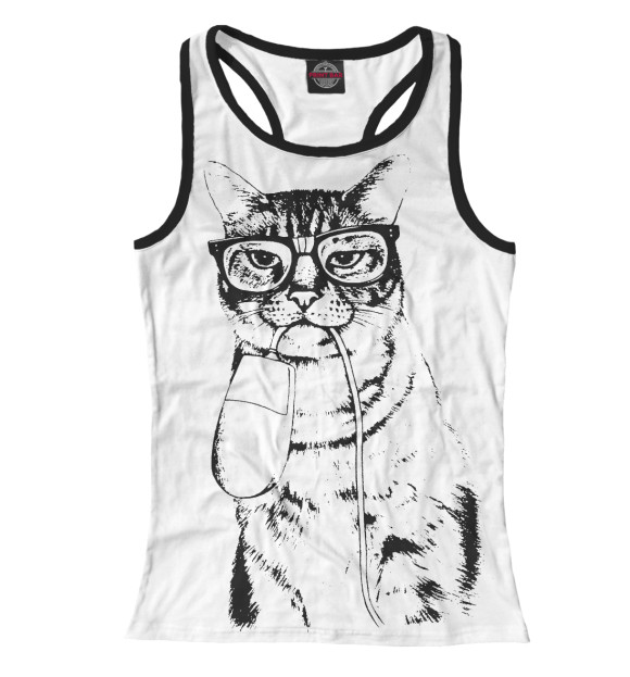 Женская майка-борцовка с изображением Кошки-мышки цвета Белый