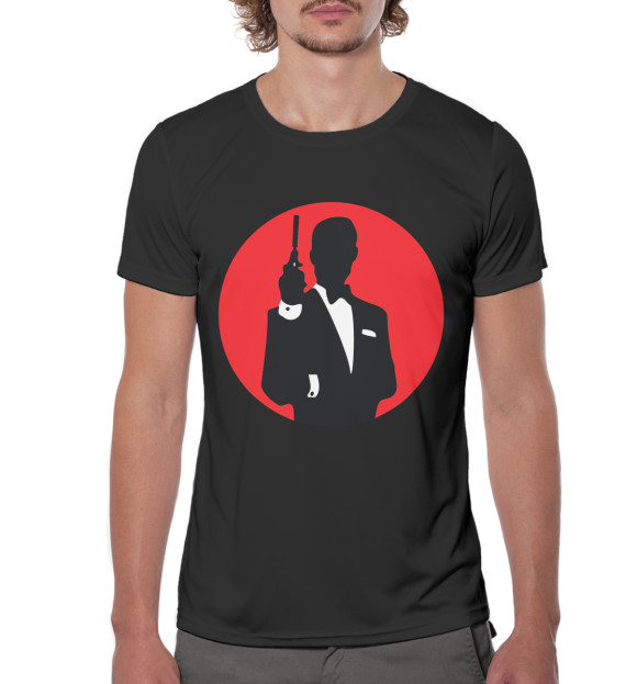 Мужская футболка с изображением Джеймс Бонд цвета Белый