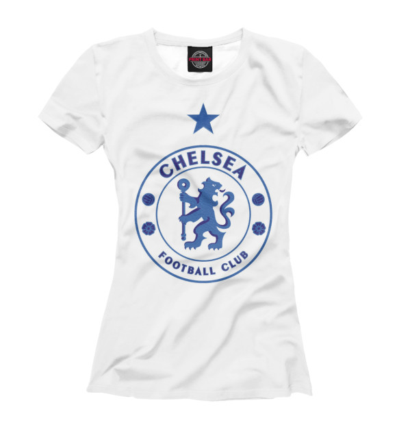 Женская футболка с изображением Логотип FC Chelsea цвета Белый
