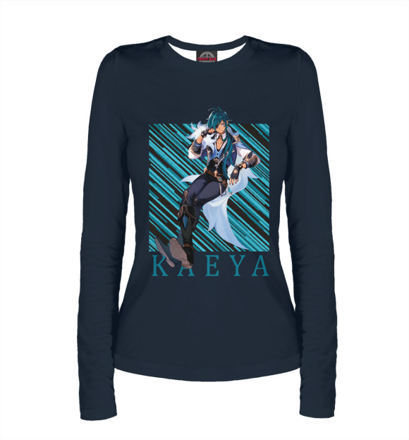 Женский лонгслив с изображением Кэйа Геншин импакт цвета Белый