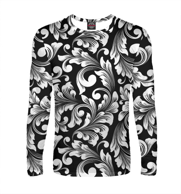 Мужской лонгслив с изображением Природный орнамент цвета Белый