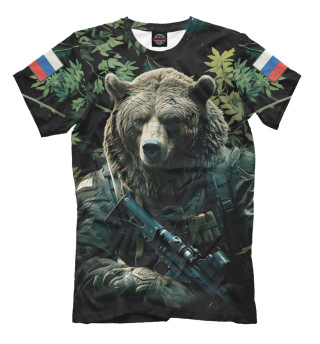 Мужская футболка Медведь солдат раненый