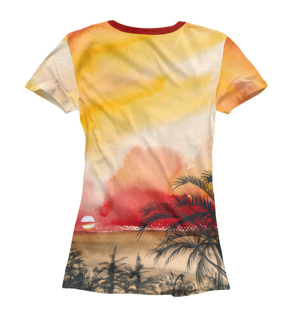 Женская футболка с изображением Тропический закат цвета Белый