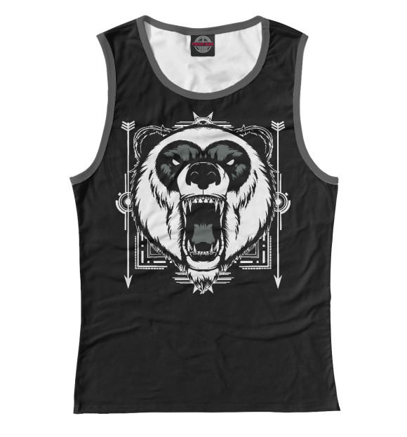 Майка для девочки с притом Злой Панда цвета Белый Майка для девочки с изображением Злой Панда цвета Белый