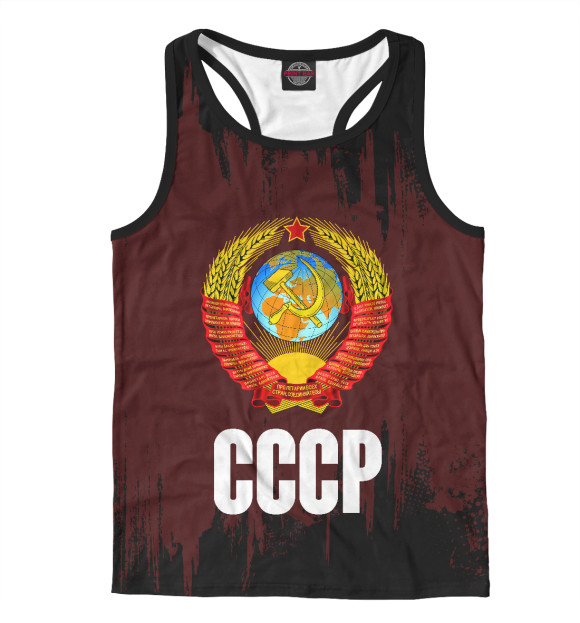 Мужская майка-борцовка с изображением СССР цвета Белый