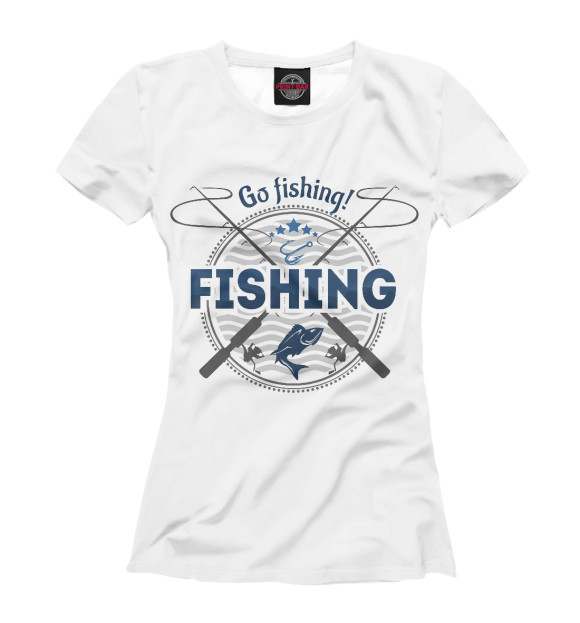 Женская футболка с изображением Fishing цвета Белый