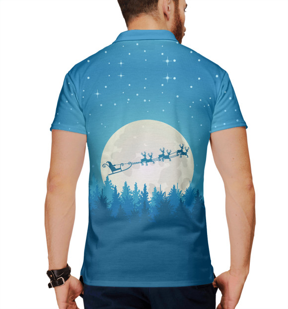 Мужское поло с изображением Merry Christmas цвета Белый