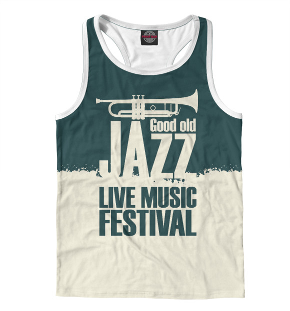 Мужская майка-борцовка с изображением Jazz festival цвета Белый