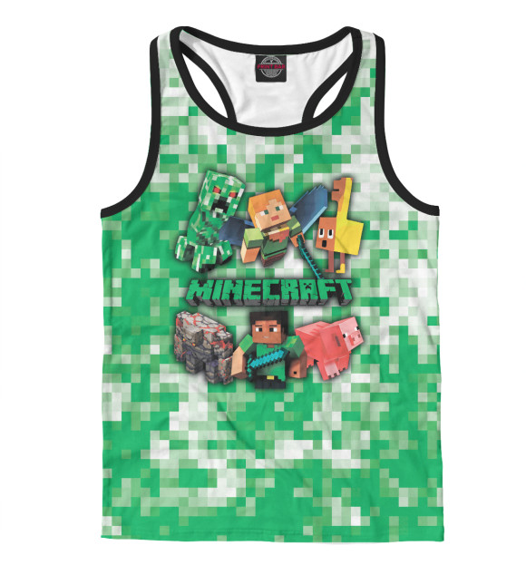 Мужская майка-борцовка с изображением Minecraft персонажи цвета Белый