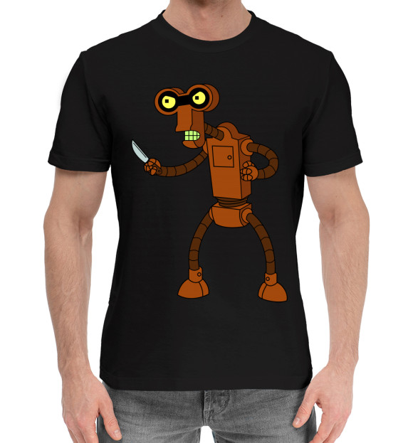 Мужская хлопковая футболка с изображением Futurama цвета Черный