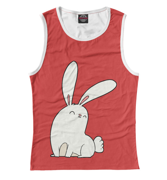 Майка для девочки с притом Белый кролик цвета Белый Майка для девочки с изображением Белый кролик цвета Белый