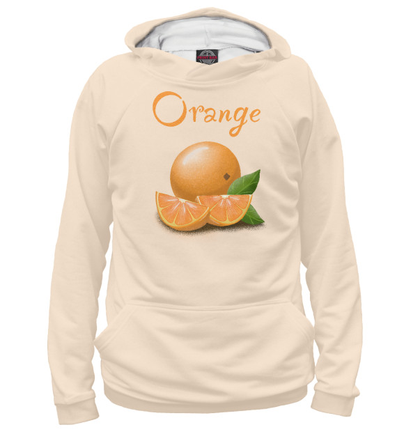 Женское худи с изображением Апельсин и дольки цвета Белый