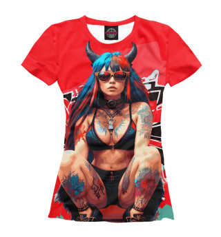 Женская футболка Девушка панк