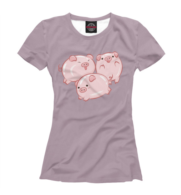 Женская футболка с изображением Веселые свинки цвета Белый