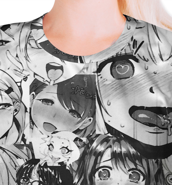 Футболка для девочек с изображением Ahegao | Ахэгао цвета Белый