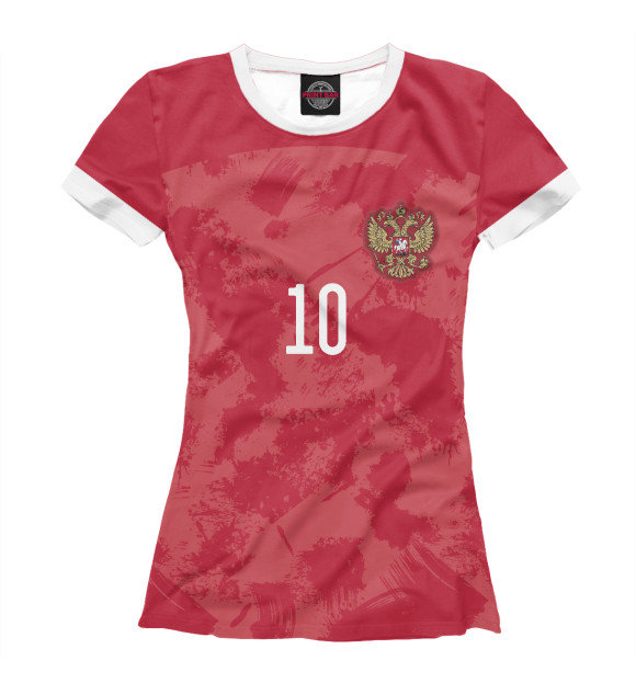 Женская футболка с изображением Сборная России Смолов цвета Белый