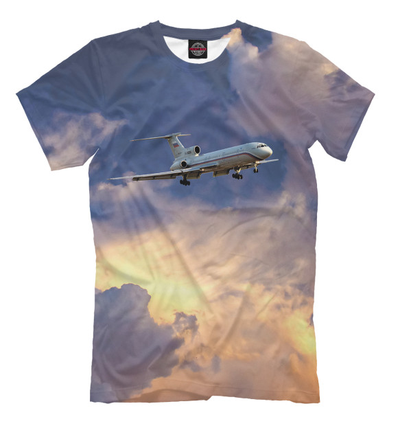 Мужская футболка с изображением Ту-154Б-2 Россия цвета Белый