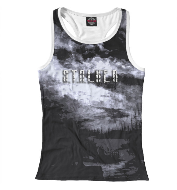 Женская майка-борцовка с притом Сталкер цвета Белый Женская майка-борцовка с изображением Сталкер цвета Белый