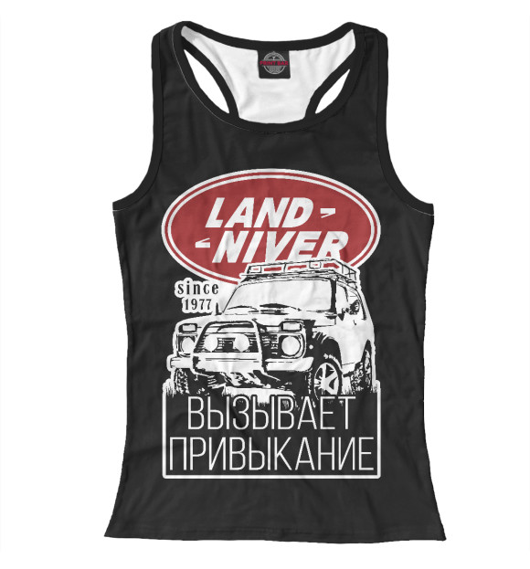 Женская майка-борцовка с изображением Ленд Нивер цвета Белый