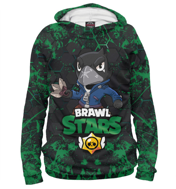 Мужское худи с изображением Brawl Stars Crow цвета Белый