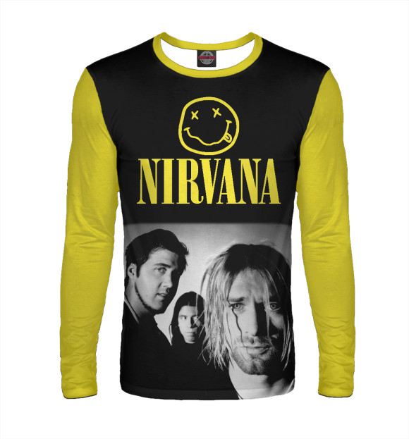 Мужской лонгслив с изображением Nirvana цвета Белый