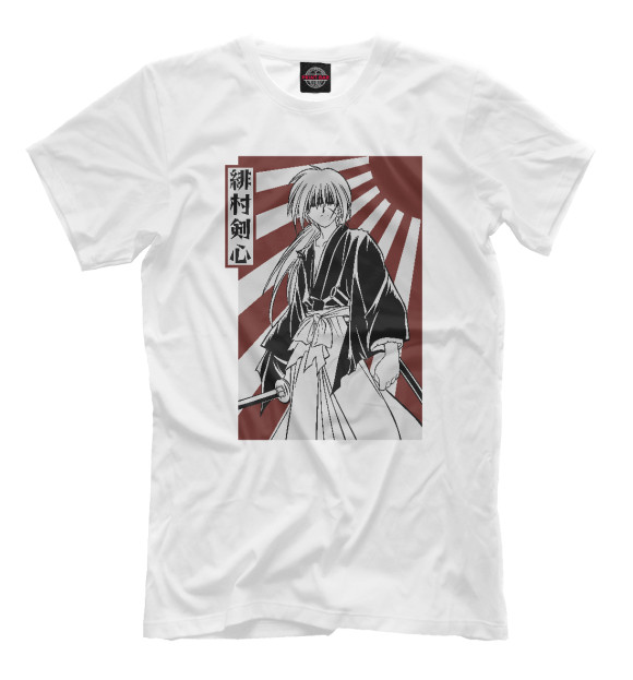 Футболка для мальчиков с притом Самурай Кенси цвета Белый Футболка для мальчиков с изображением Самурай Кенси цвета Белый