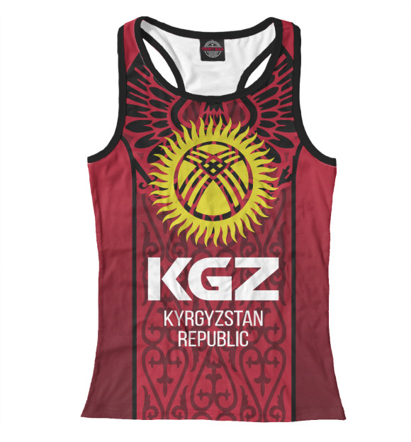 Женская майка-борцовка с изображением Киргизия цвета Белый