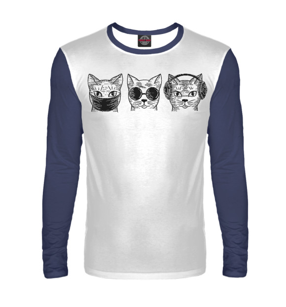 Мужской лонгслив с изображением Не говорю Не вижу Не слышу цвета Белый