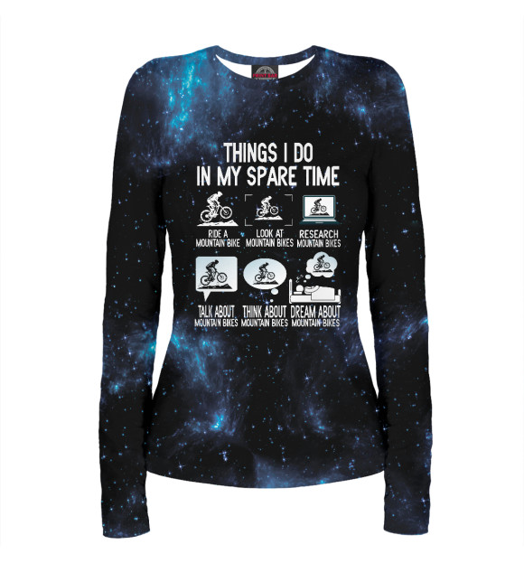 Женский лонгслив с притом Things I Do In My Spare цвета Белый Женский лонгслив с изображением Things I Do In My Spare цвета Белый