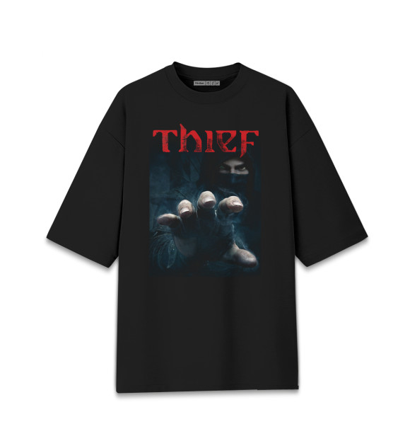 Мужская футболка оверсайз с изображением Thief цвета Черный