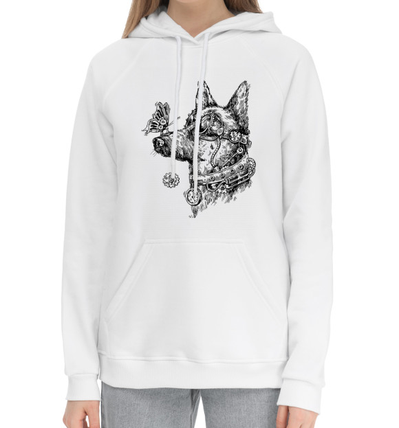 Женский хлопковый худи с изображением Стимпёс цвета Белый