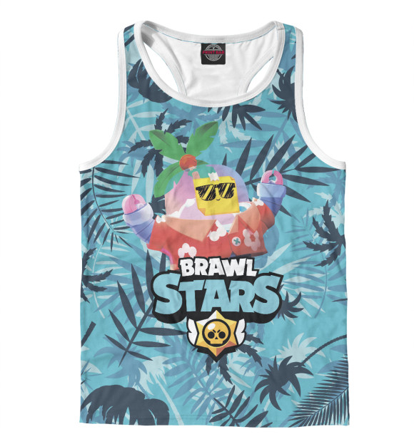 Мужская майка-борцовка с изображением Brawl Stars Tropical Sprout цвета Белый