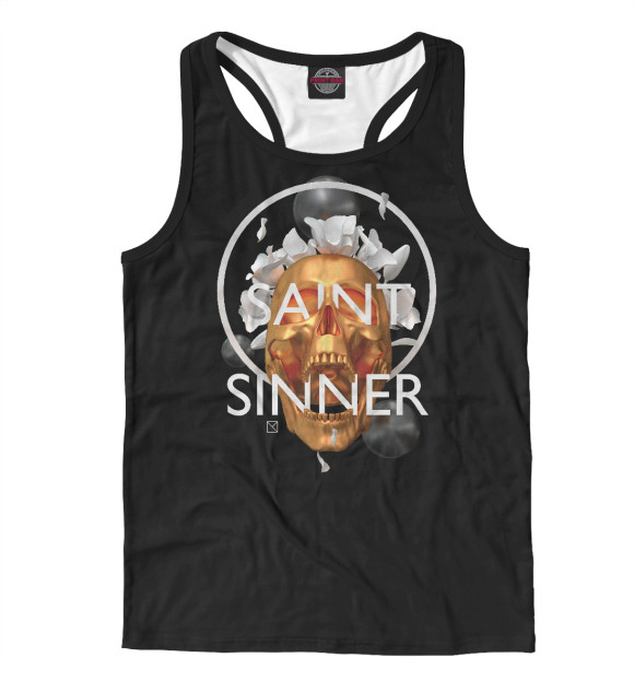 Мужская майка-борцовка с изображением Saint Sinner цвета Белый
