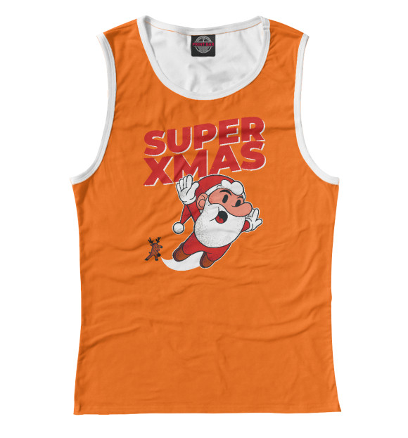 Майка для девочки с изображением Super Christmas цвета Белый