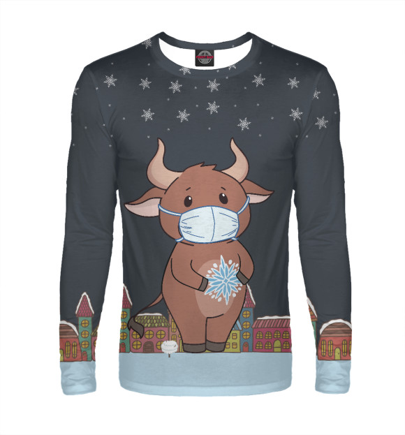 Мужской лонгслив с изображением Год коронавируса цвета Белый