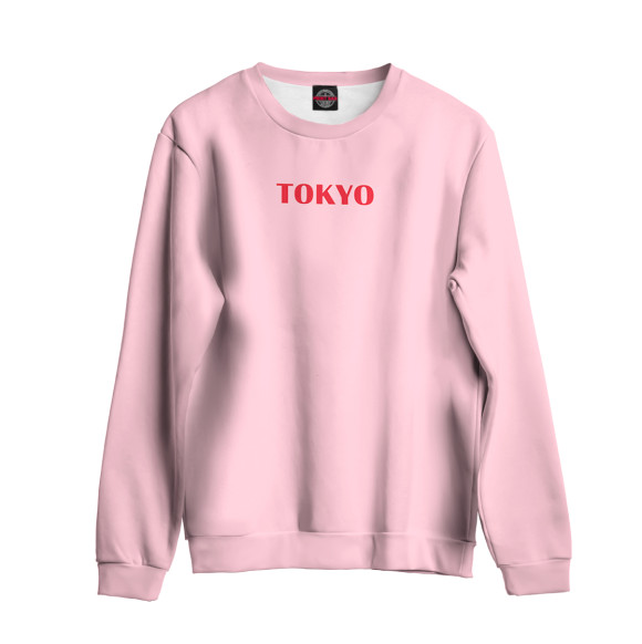 Мужской свитшот с изображением Tokyo розовый фон цвета Белый