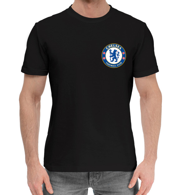 Мужская хлопковая футболка с изображением Chelsea цвета Черный