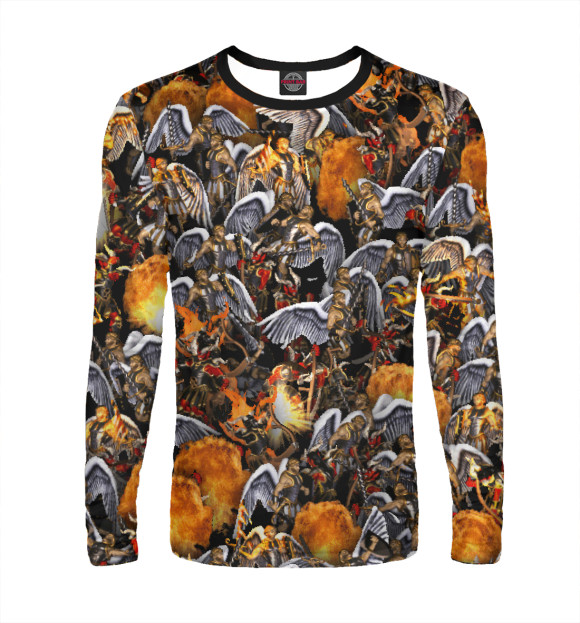 Мужской лонгслив с изображением Ангелы и демоны цвета Белый