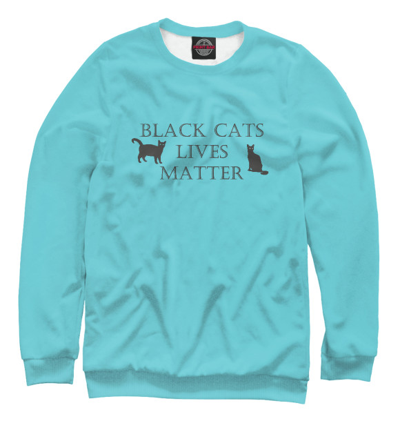 Свитшот для девочек с изображением Black cats lives matter цвета Белый