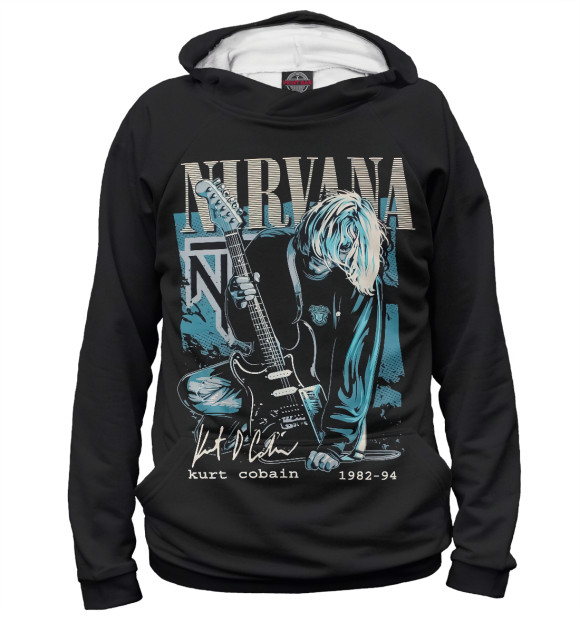 Мужское худи с изображением Nirvana цвета Белый