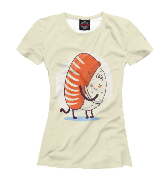 Футболка для девочек с изображением Sushi hug цвета Белый