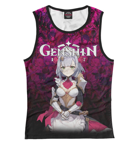 Женская майка с изображением Genshin Impact Ноэлль цвета Белый