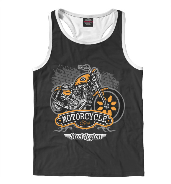 Мужская майка-борцовка с изображением Мотоцикл цвета Белый