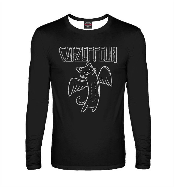 Мужской лонгслив с изображением Cat-Zeppelin цвета Белый