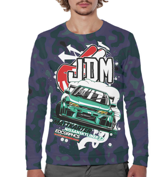 Мужской свитшот с изображением JDM цвета Белый