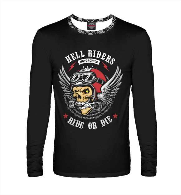 Мужской лонгслив с изображением Hell Riders цвета Белый