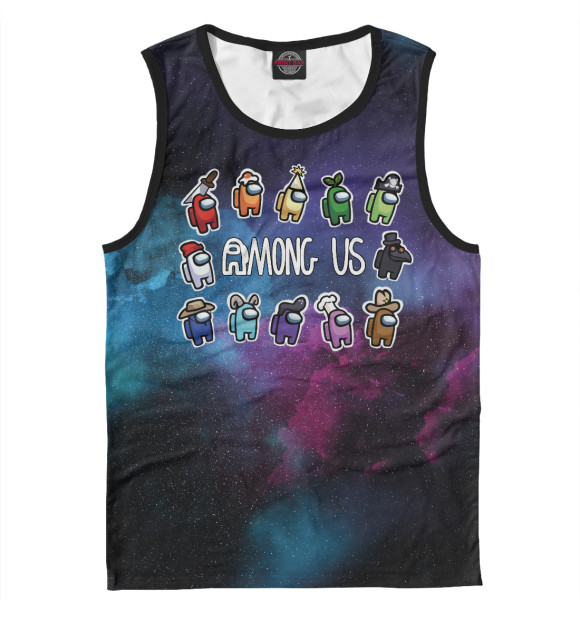Мужская майка с притом Among Us цвета Белый Мужская майка с изображением Among Us цвета Белый