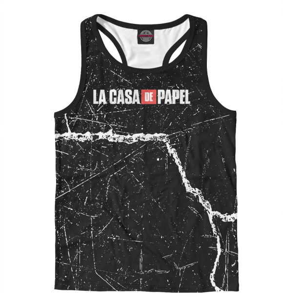 Мужская майка-борцовка с притом Бумажный Дом цвета Белый Мужская майка-борцовка с изображением Бумажный Дом цвета Белый